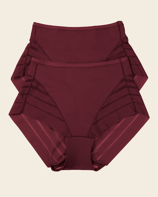Lace stripe undetectable classic shaper panty#color_382-red-wine