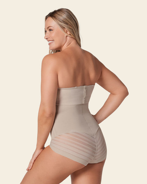 Lace stripe extra high-waisted sculpting shaper panty#color_802-nude