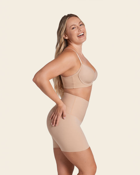 Moderate compression high-waisted shaper slip short#color_802-nude