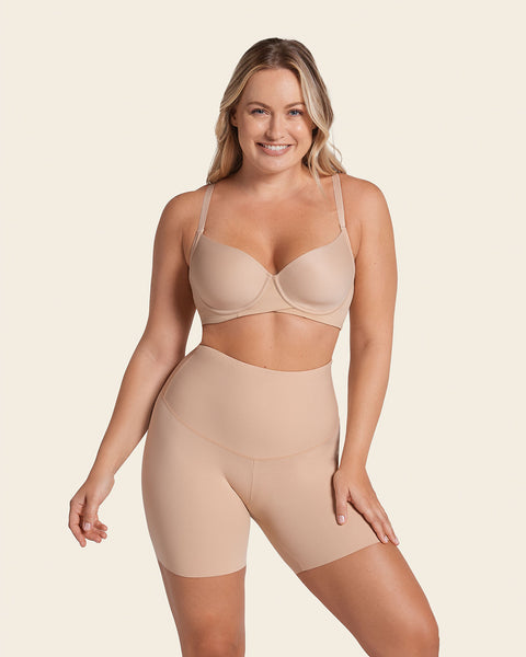 Moderate compression high-waisted shaper slip short#color_802-nude