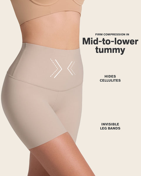 Moderate compression high-waisted shaper slip short#color_802-nude