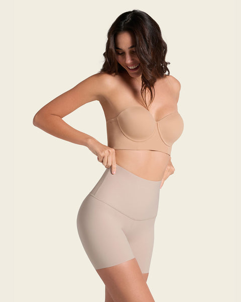 Moderate compression high-waisted shaper slip short#color_802-nude