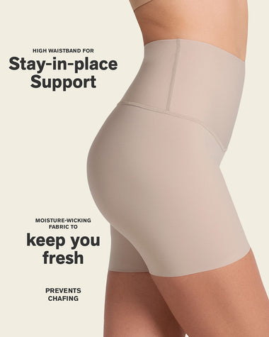 Moderate compression high-waisted shaper slip short#color_802-nude