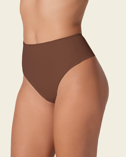 Seamless Solid Color High Waist Tummy Control Thong Panties