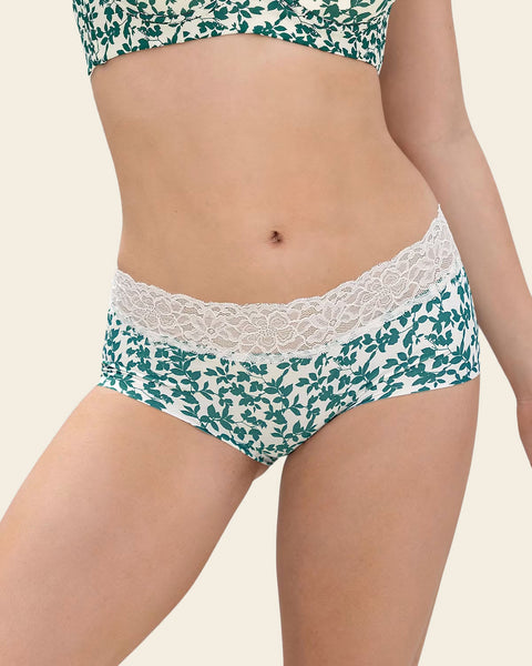 Ultra Light Lace Trim Hipster Panty#color_b24-green-florals