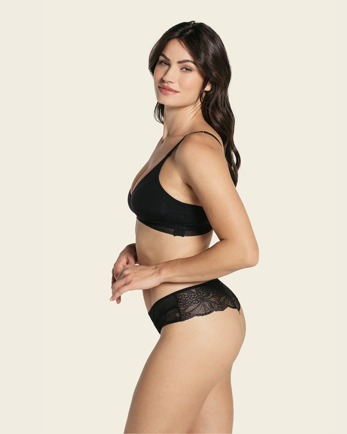 Mid-rise sheer lace cheeky panty#color_700-black