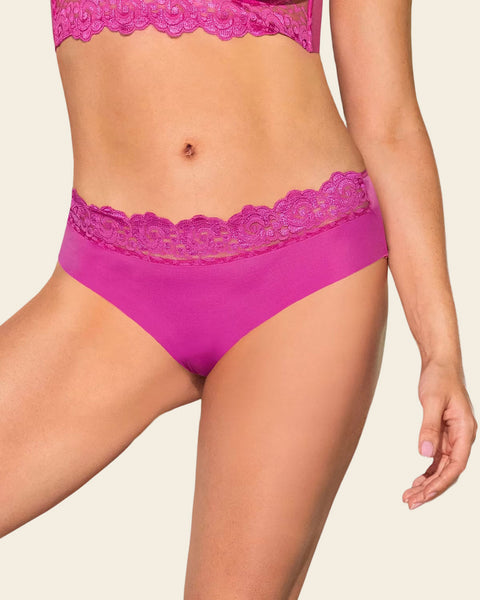 Ultra-light lace waistband cheeky panty#color_338-fuchsia