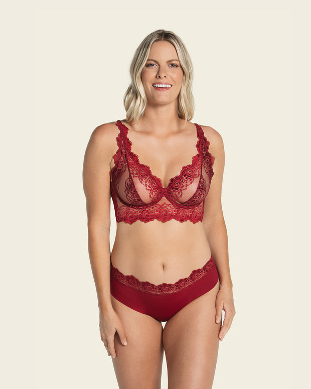 Ultra-light lace waistband cheeky panty#color_a40-red