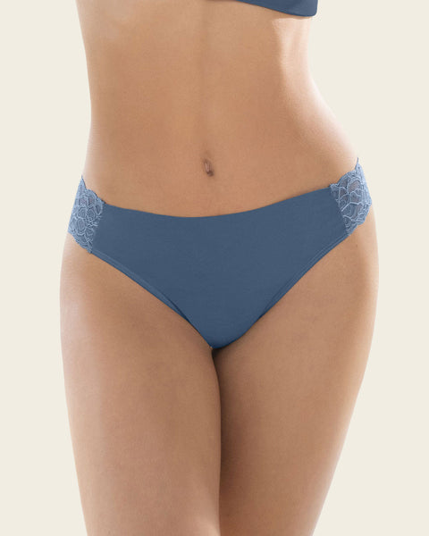 Lace Side Seamless Thong Panty#color_544-smoky-blue
