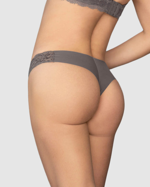 Lace Side Seamless Thong Panty#color_702-dark-gray