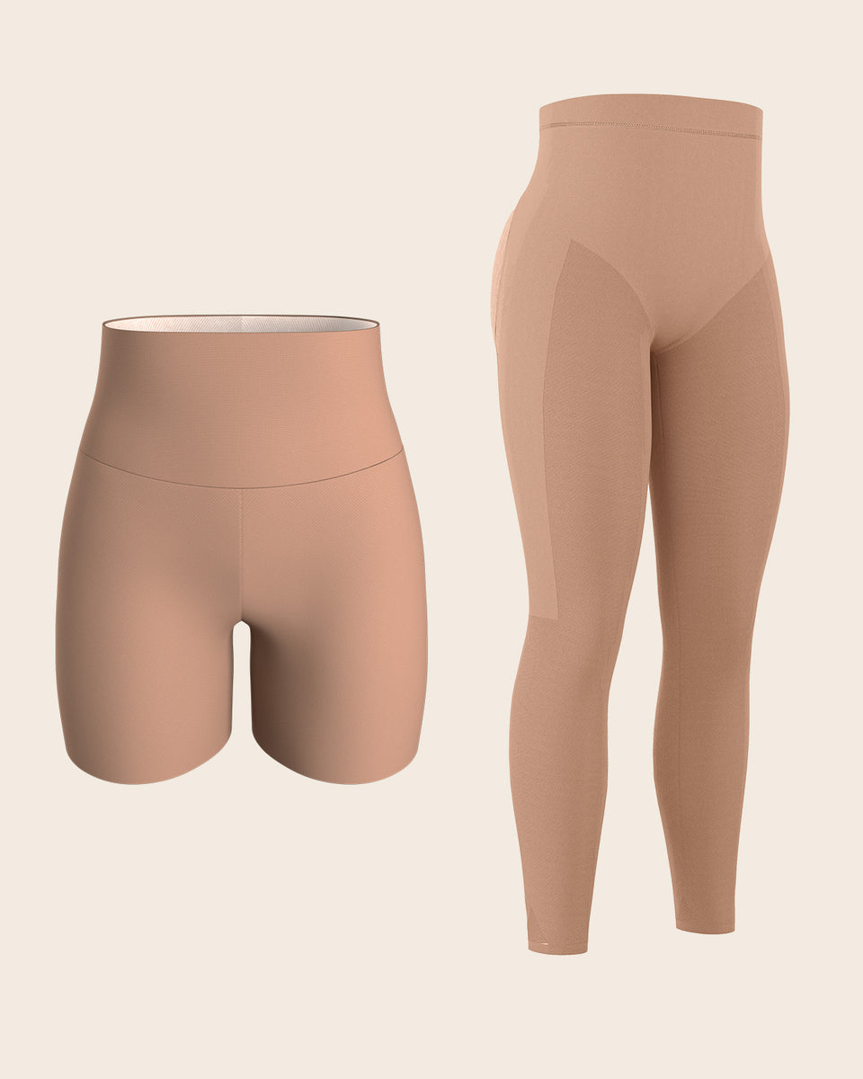 TikTok Viral Dúo: PowerStay Short + SmartShape Capri en Café Medio
