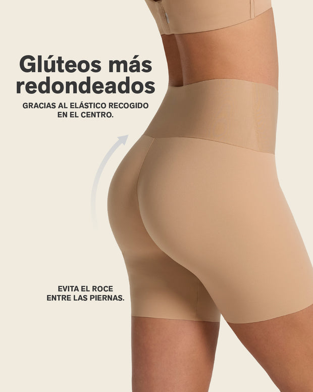 Stay-in-place seamless slip short