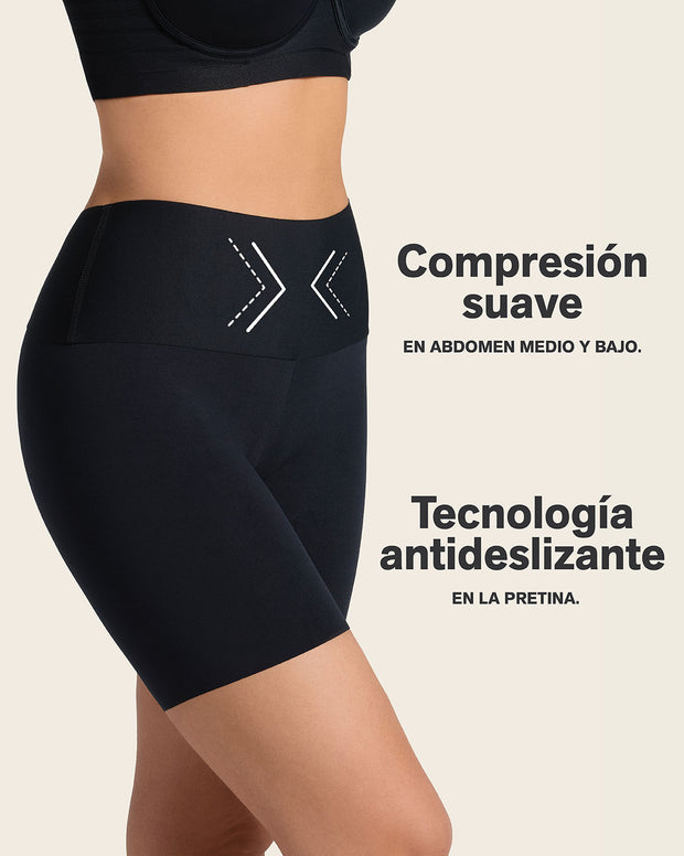 Stay-in-place seamless slip short