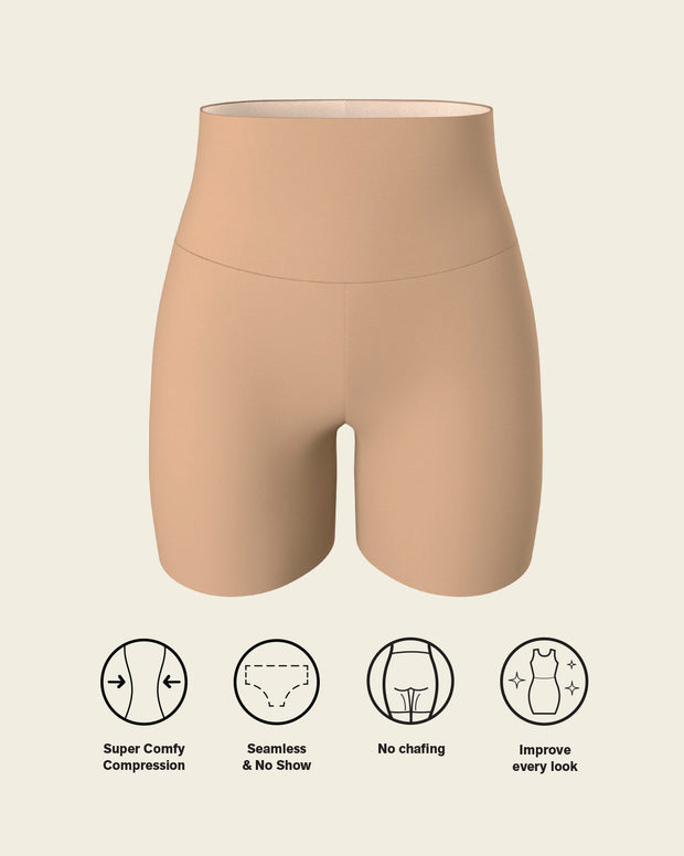 Stay-in-place seamless slip short