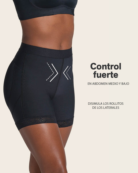 Mid-Rise Sculpting Butt Lifter Shaper Short#color_700-black