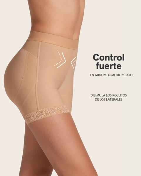 Mid-Rise Sculpting Butt Lifter Shaper Short#color_880-natural-tan