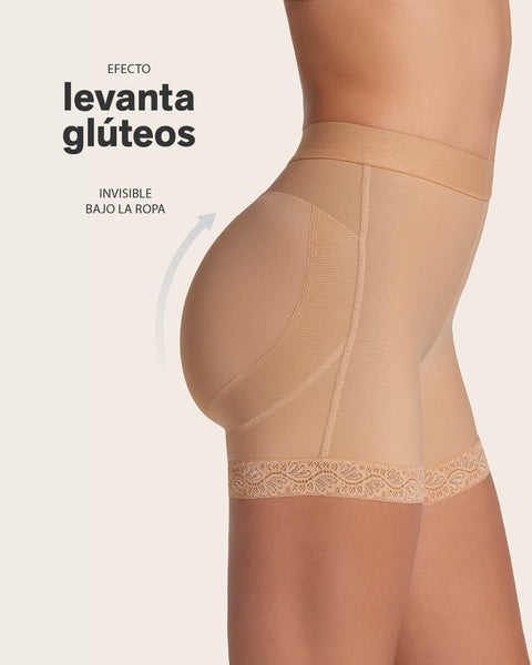Mid-Rise Sculpting Butt Lifter Shaper Short#color_880-natural-tan