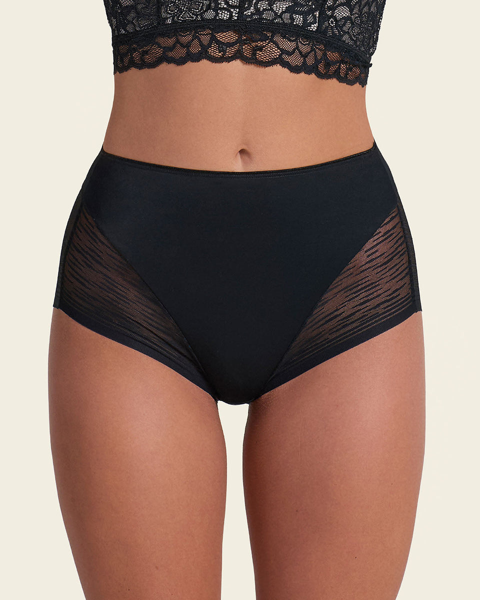 High-waisted sheer lace shaper panty