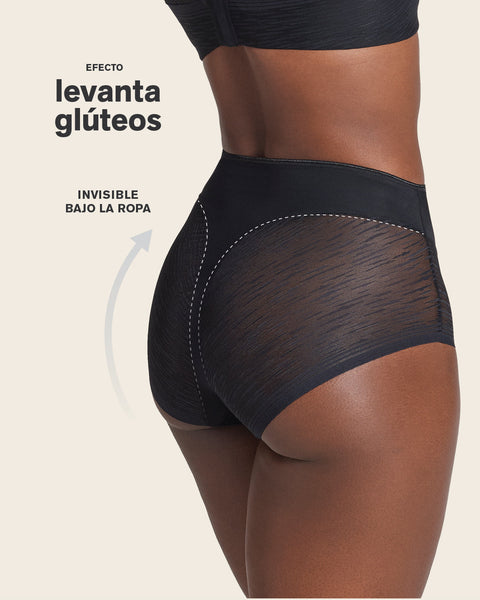 High-waisted sheer lace shaper panty#color_700-black