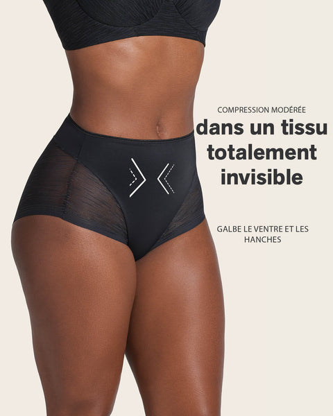 High-waisted sheer lace shaper panty#color_700-black