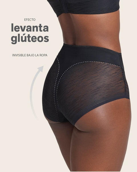 High-Waisted Sheer Lace Shaper Panty#color_700-black