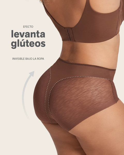High-Waisted Sheer Lace Shaper Panty#color_875-dark-brown