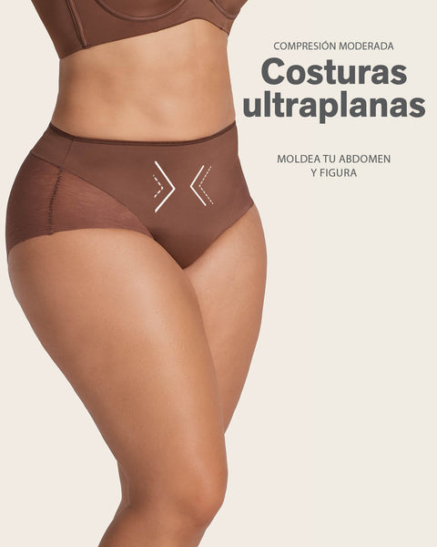 High-Waisted Sheer Lace Shaper Panty#color_875-dark-brown