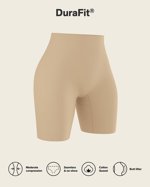 Midrise Anti Chafing Butt Lifter Shaper Short#color_801-golden-beige