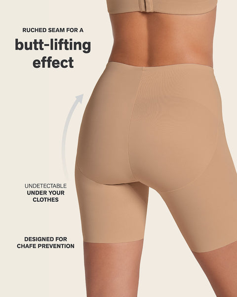 Midrise Anti Chafing Butt Lifter Shaper Short#color_801-golden-beige