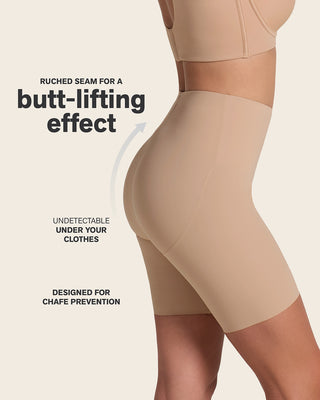 Midrise Anti Chafing Butt Lifter Shaper Short#color_801-golden-beige