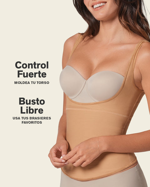 Open bust sculpting back support tank#color_880-natural-tan