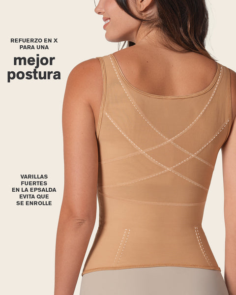 Open bust sculpting back support tank#color_880-natural-tan