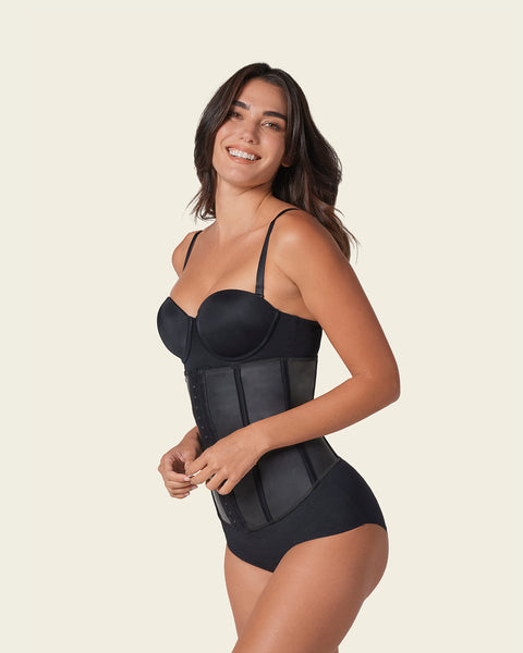 Latex waist trainer with extra-firm compression#color_700-black