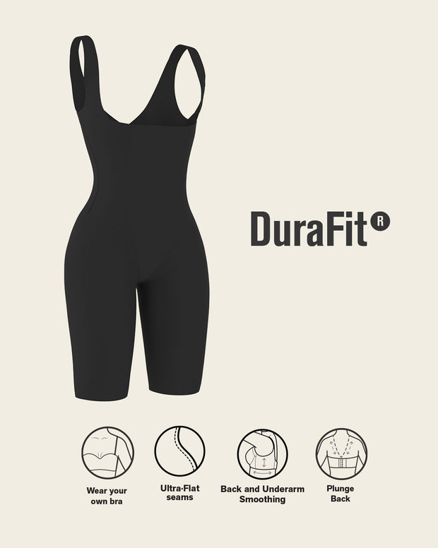 Undetectable step-in mid-thigh body shaper