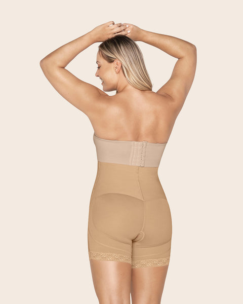 Firm tummy control shaper strapless short with butt lifter#color_880-natural-tan