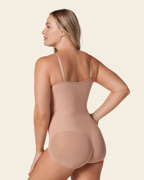 Invisible bodysuit shaper with super comfy compression#color_087-medium-brown