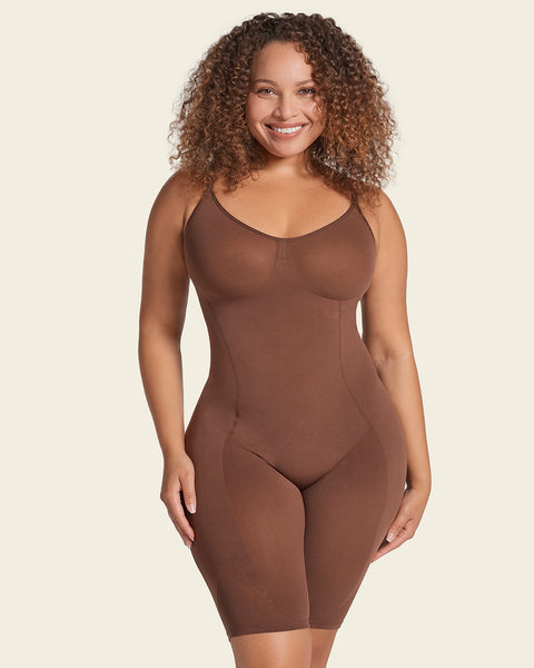 Seamless Shaping Body Suit With Thong Bottom Black