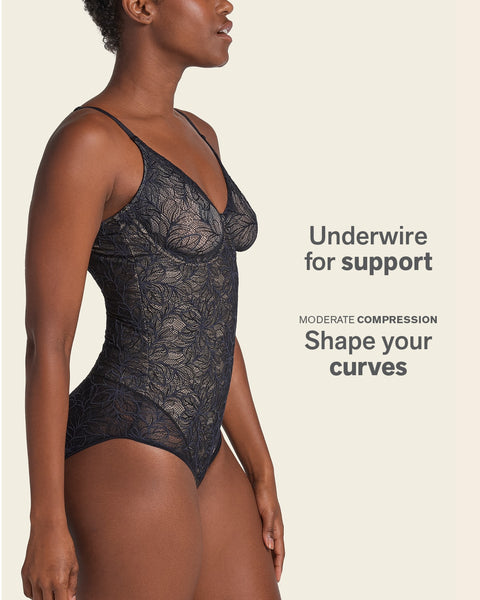 Underwire Smoothing Lace Bodysuit#color_700-black