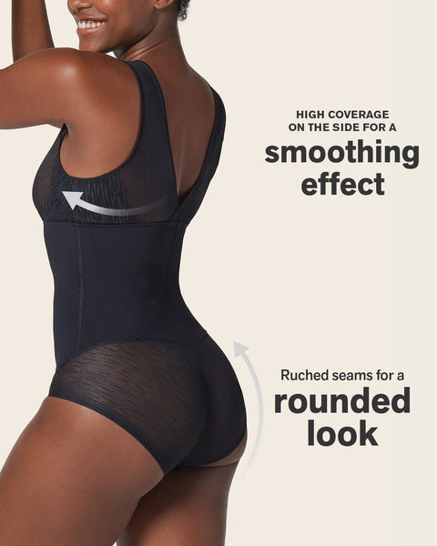 Sheer stripe detail sculpting bodysui