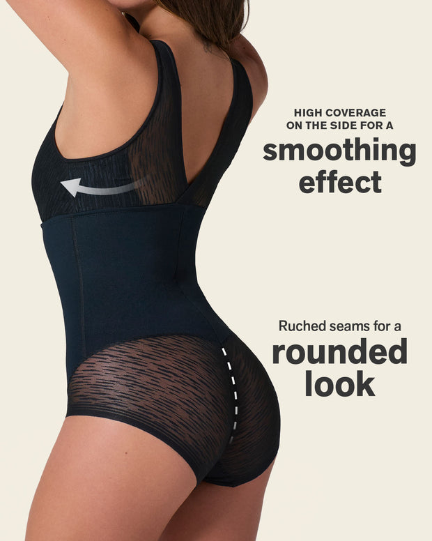 Sheer stripe detail sculpting bodysuit