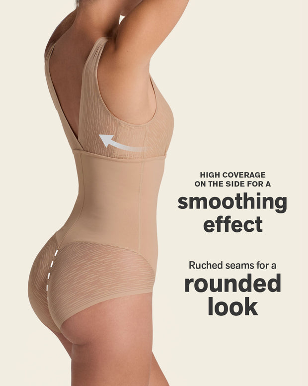 Sheer stripe detail sculpting bodysuit