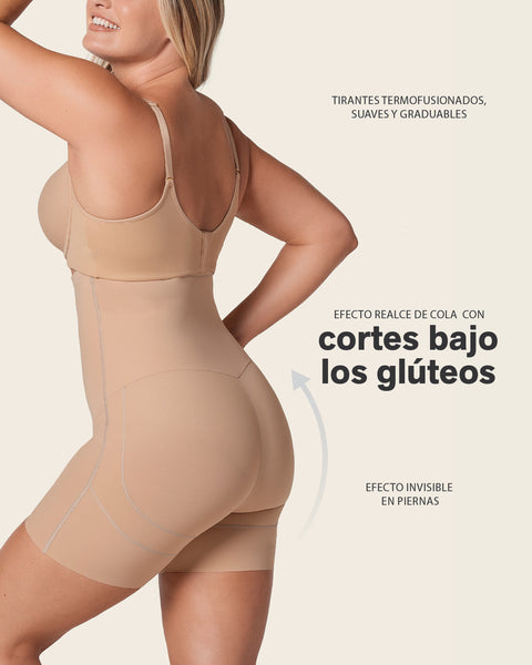 Strapless sculpting step-in body shaper with short bottom#color_802-nude
