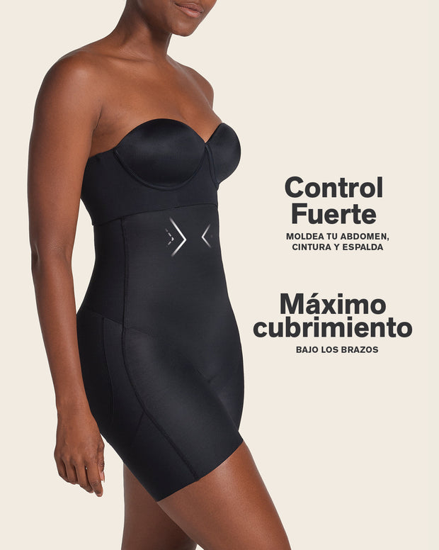 Strapless sculpting step-in body shaper with short bottom