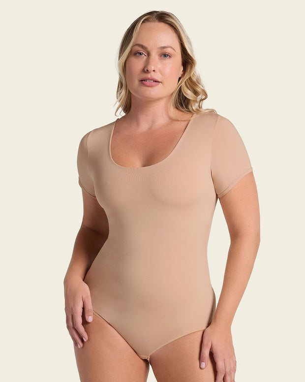 Short Sleeve Round Neck Shaper Bodysuit