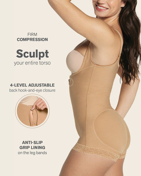 Boyshort bottom body shaper with firm compression#color_880-natural-tan