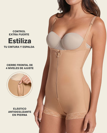 Boyshort bottom body shaper with firm compression#color_880-natural-tan