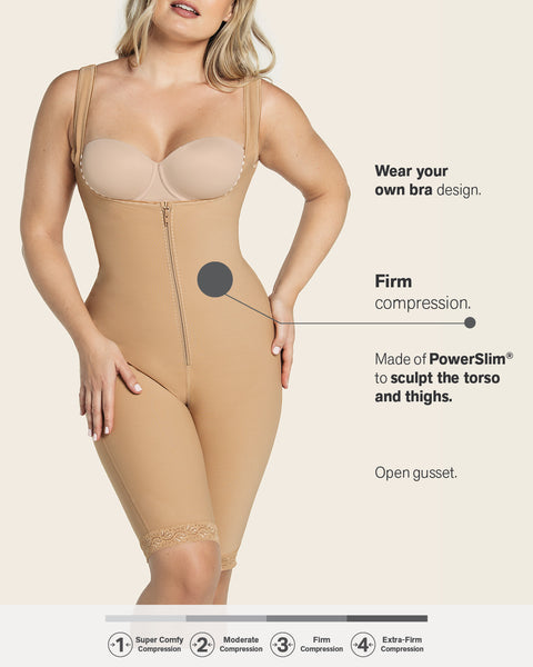 Sculpting body and thigh shaper wide straps#color_880-natural-tan