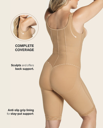 Sculpting body and thigh shaper wide straps#color_880-natural-tan