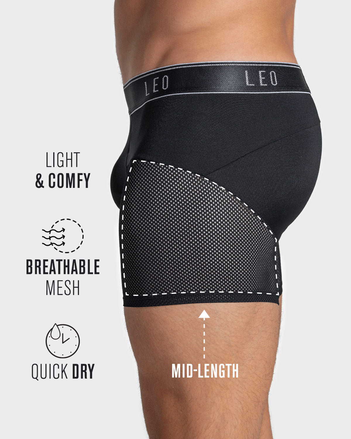 5-Pack High-Tech Mesh Boxer Briefs with Ergonomic Pouches | Leonisa