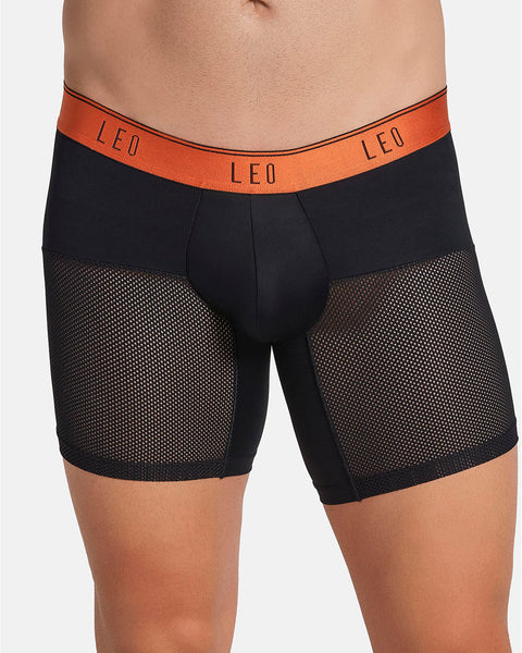 High-Tech Mesh Boxer Brief with Ergonomic Pouch#color_712-black-with-orange-elastic